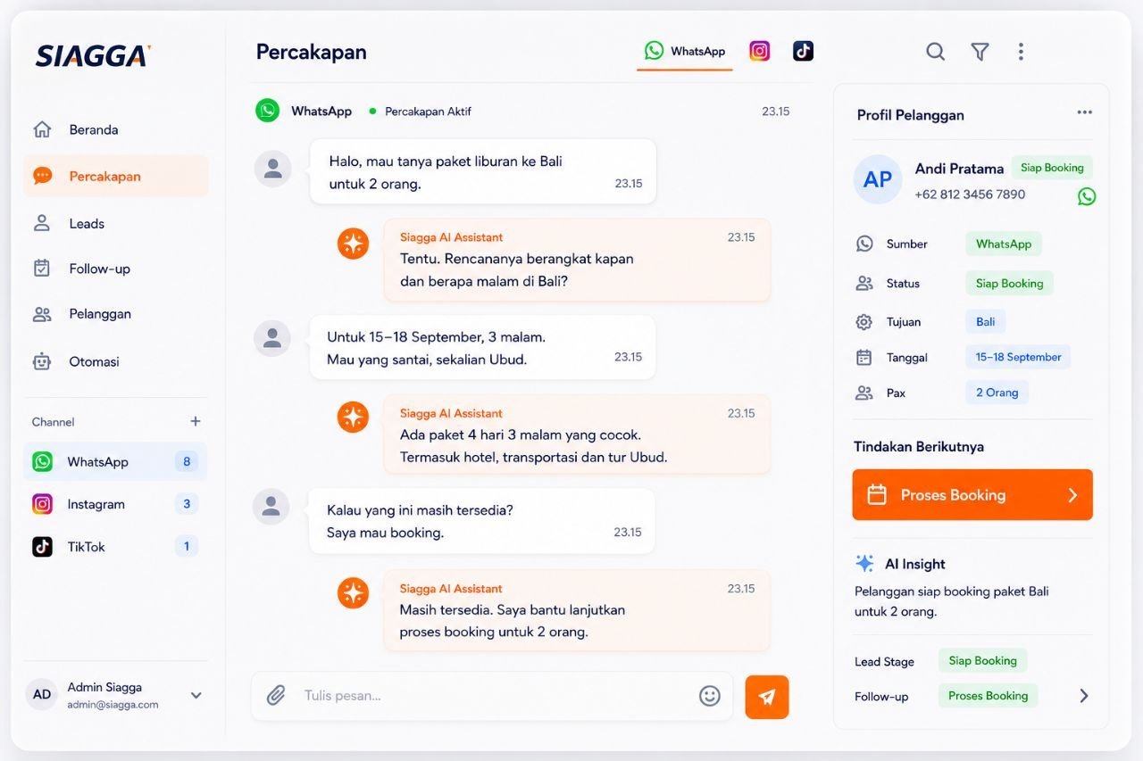 Siagga product view — modul Percakapan